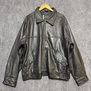 Eddie Bauer Legend Jacket Mens XL Black Leather Journeyman Bomber Full Zip